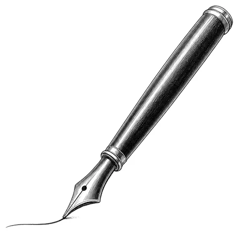 A fountain pen writing a line of ink